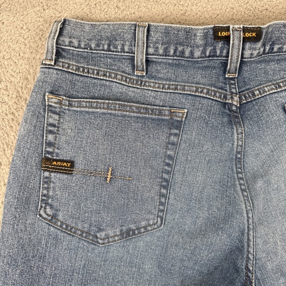 ARIAT REBAR M4 Jeans Mens 38x32 Relaxed Boot Cut Stone Wash - Picture 9 of 12